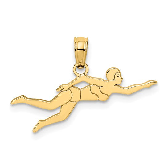 10kt Yellow Gold Female Swimmer Charm