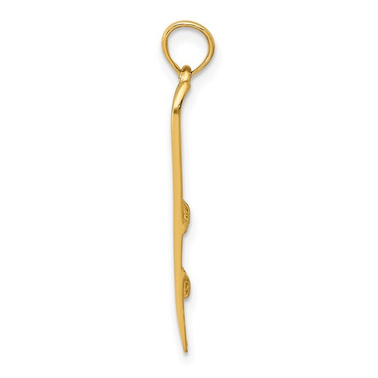 10kt Yellow Gold 3-D Snow Skis Pendant