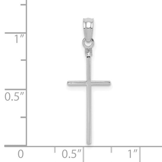 10KT White Gold Polished Cross Pendant