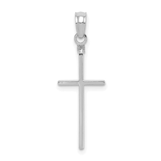 10KT White Gold Polished Cross Pendant