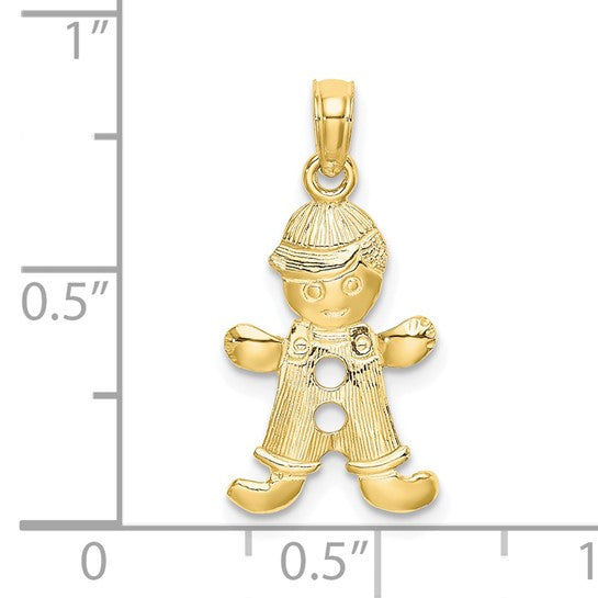 10kt Yellow Gold Playful Boy w/Cut Out Buttons Charm