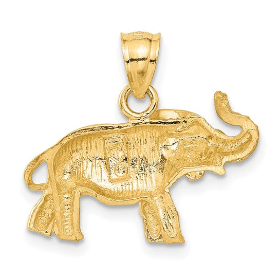 10KT Yellow Gold Diamond-cut Elephant Pendant
