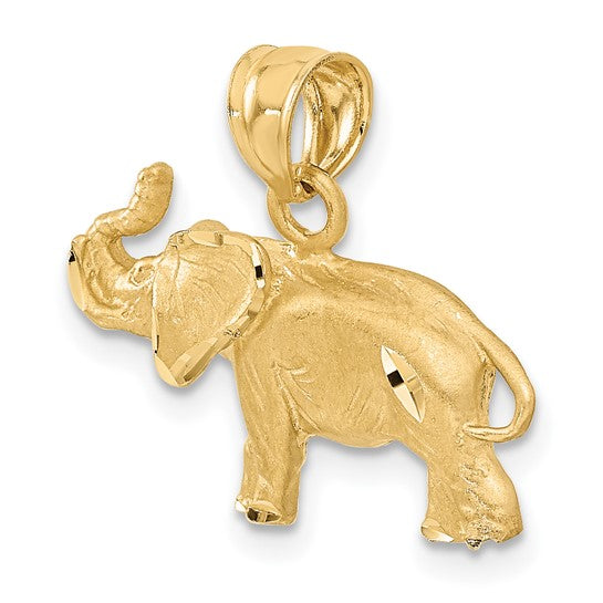 10KT Yellow Gold Diamond-cut Elephant Pendant
