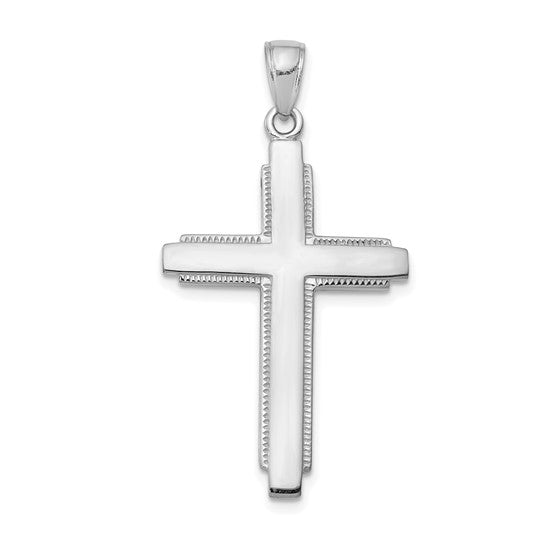 10kt White Gold Solid Cross Pendant