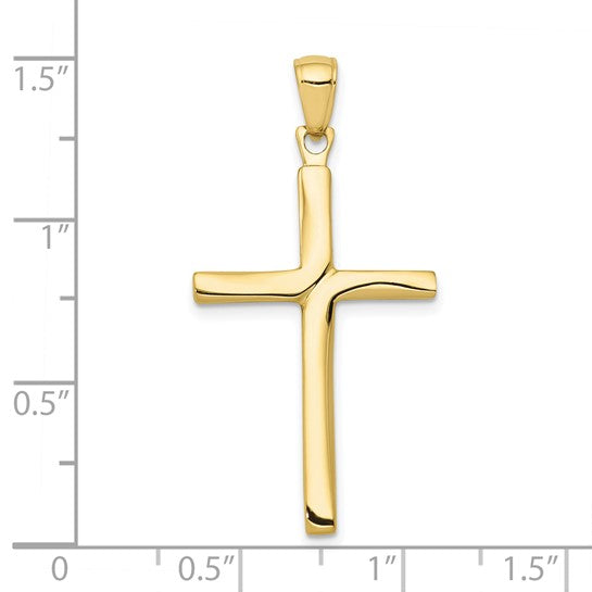 10KT Yellow Gold Polished Finish Accent Stick Cross Pendant