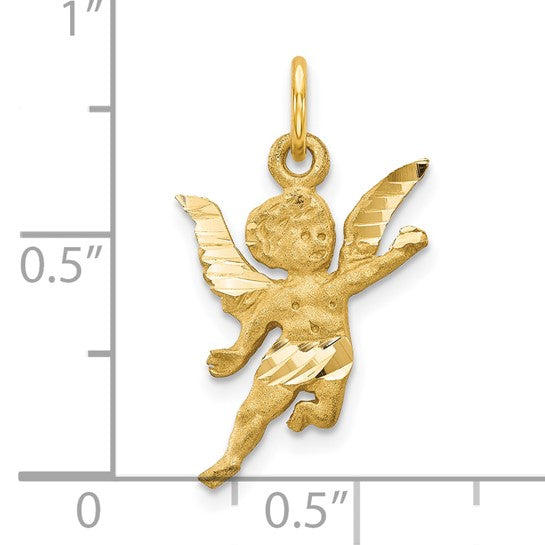 10kt Yellow Gold Solid Satin Angel Charm