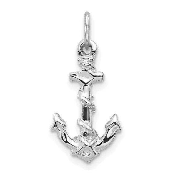 10kt White Gold Anchor Pendant