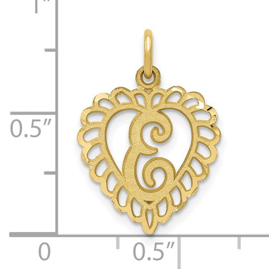10kt Yellow Gold Initial E Charm