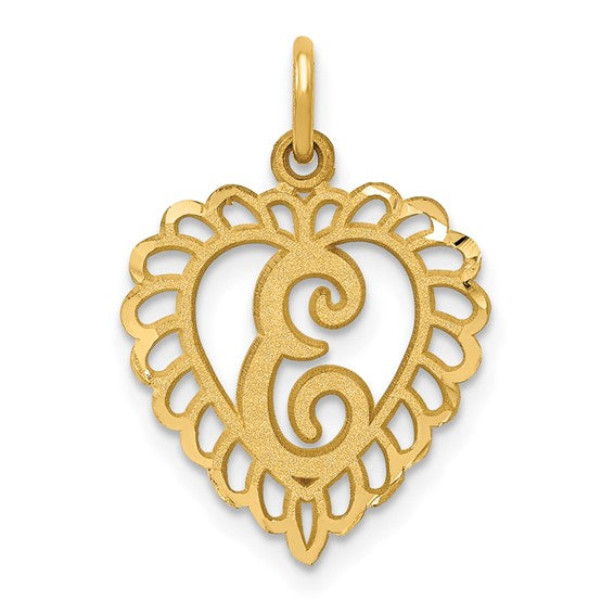 10kt Yellow Gold Initial E Charm