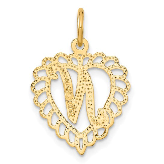 10kt Yellow Gold Initial N Charm