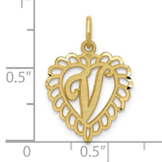 10kt Yellow Gold Initial V Charm