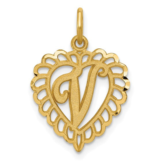 10kt Yellow Gold Initial V Charm