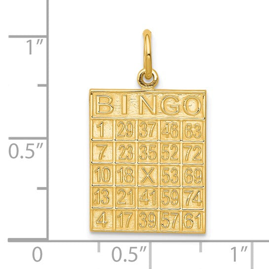 10kt Yellow Gold Solid Bingo Card Charm