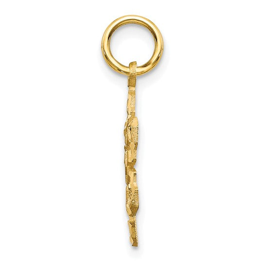 10kt Yellow Gold Solid Satin Snowflake Charm