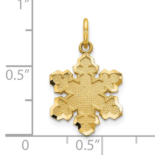 10kt Yellow Gold Solid Satin Snowflake Charm