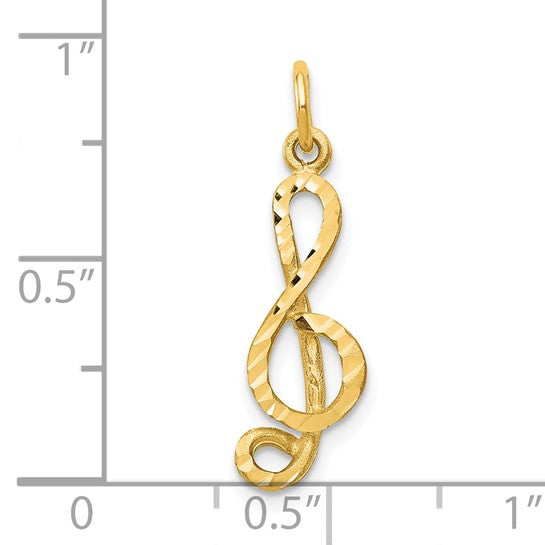 10kt Yellow Gold Medium Solid Treble Clef Charm