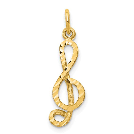10kt Yellow Gold Medium Solid Treble Clef Charm