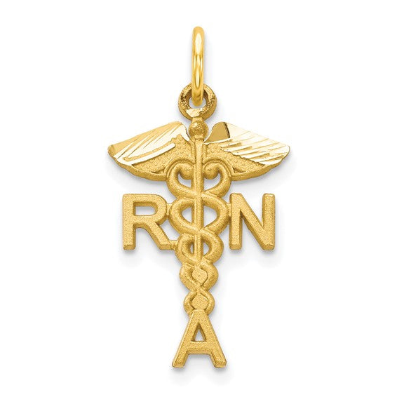 10kt Yellow Gold Solid Registered Nurse Charm