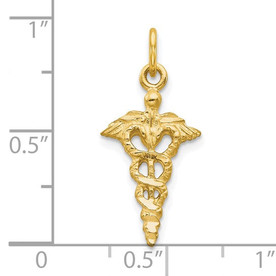 10kt Yellow Gold Solid Caduceus Charm