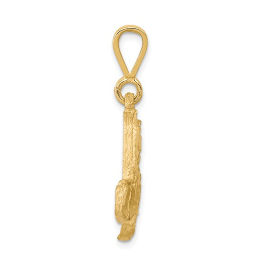 10kt Yellow Gold Solid Diamond-cut Semi Truck Charm