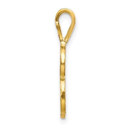 10kt Yellow Gold Diamond-cut Grooved Initial B Charm