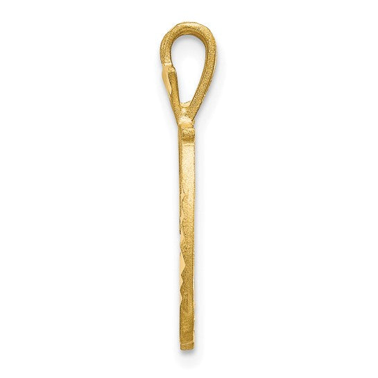 10kt Yellow Gold Diamond-cut Grooved Initial D Charm