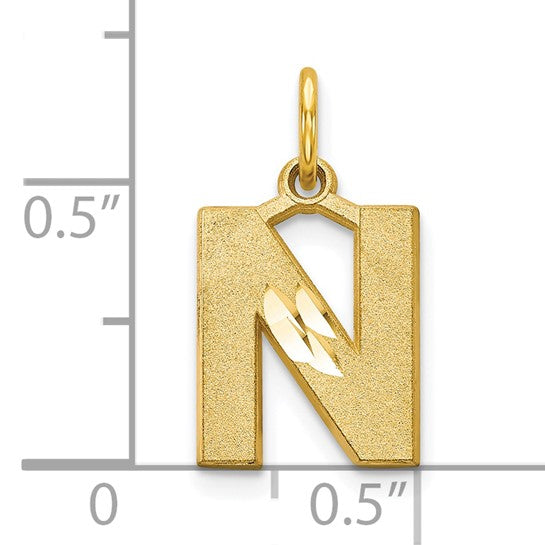 10kt Yellow Gold Initial N Charm