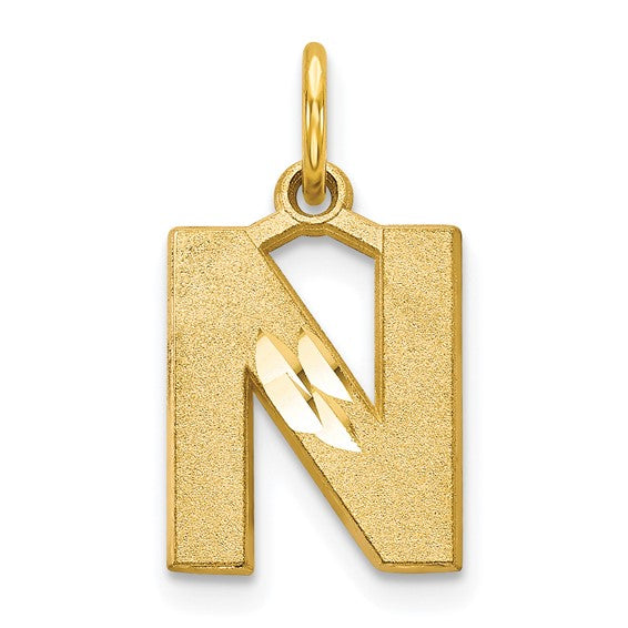 10kt Yellow Gold Initial N Charm
