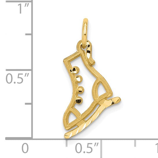 10kt Yellow Gold Diamond-cut Ice Skate Charm