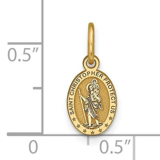 10kt Yellow Gold Solid Satin Polished St. Christopher Pendant