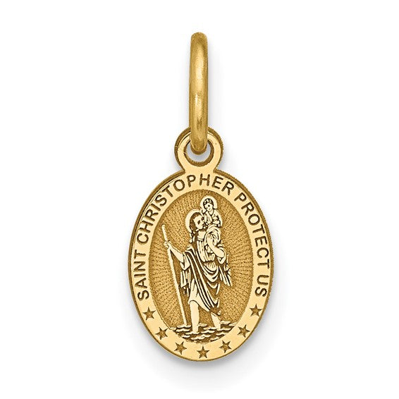 10kt Yellow Gold Solid Satin Polished St. Christopher Pendant