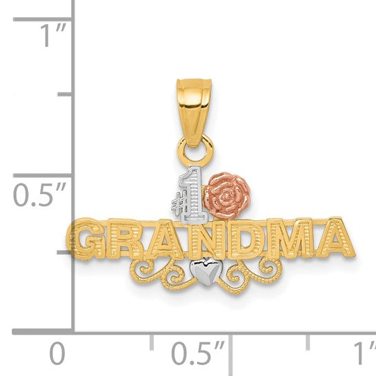 10kt Yellow Gold Two-Tone w/White Rhodium #1 GRANDMA Charm
