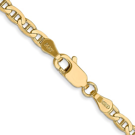 10kt Yellow Gold 3mm Concave Anchor Chain