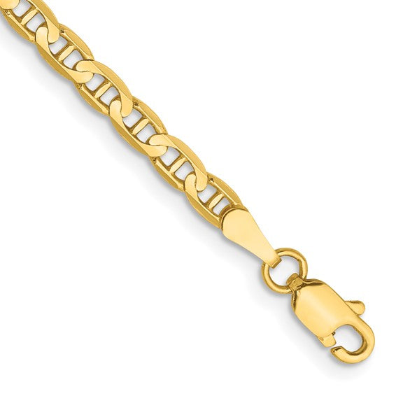 10kt Yellow Gold 3mm Concave Anchor Chain