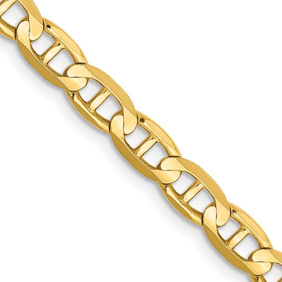 10kt Yellow Gold 4.5mm Concave Anchor Chain