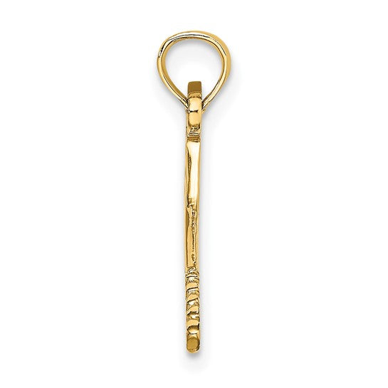 10kt Yellow Gold Solid Polished 3-D Tennis Racquet Charm