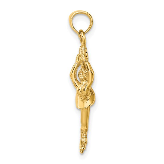 10kt Yellow Gold Solid Polished 3-D Figure Skater Charm