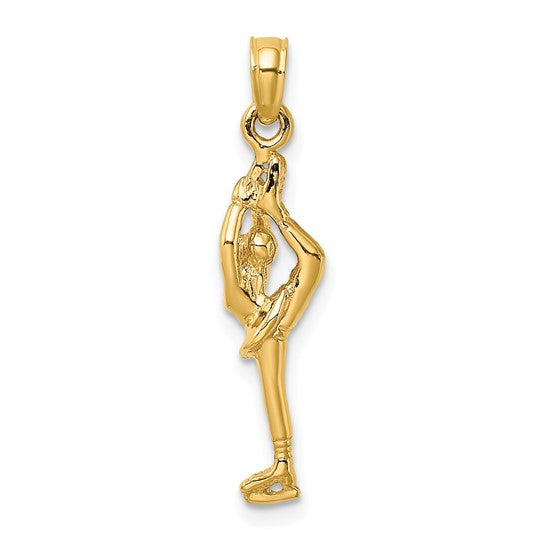 10kt Yellow Gold Solid Polished 3-D Figure Skater Charm