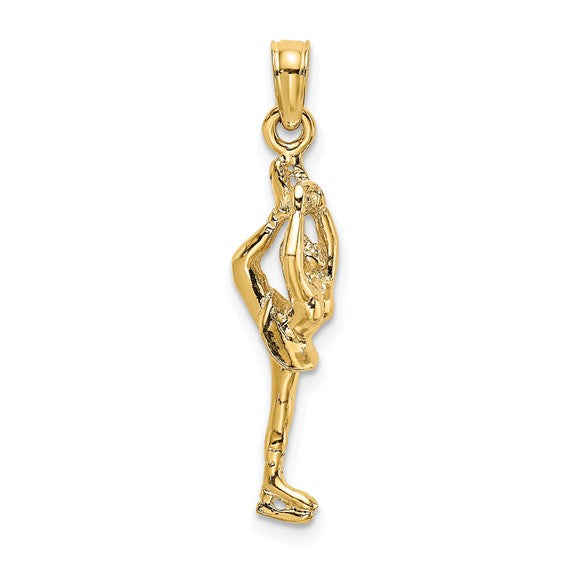 10kt Yellow Gold Solid Polished 3-D Figure Skater Charm