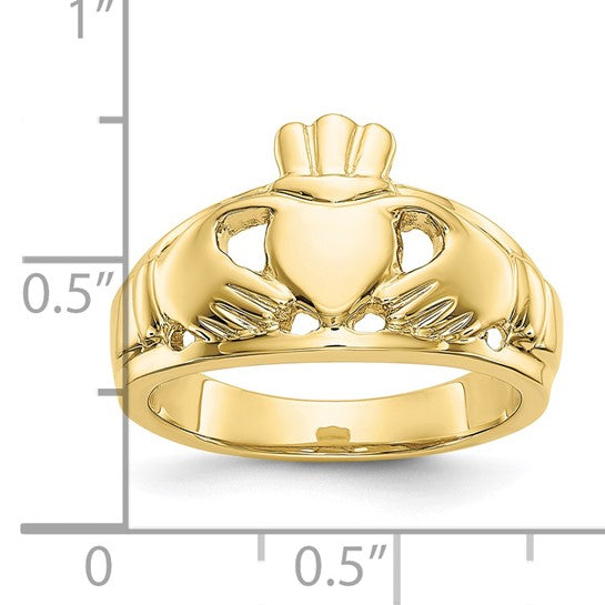 10kt Yellow Gold Polished Men's Claddagh Ring