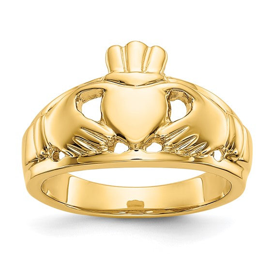 10kt Yellow Gold Polished Men's Claddagh Ring