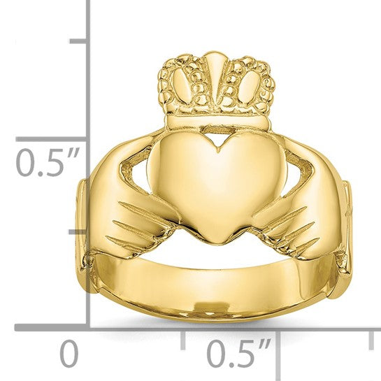 10kt Yellow Gold Polished Ladies Claddagh Ring