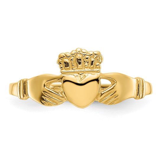 10kt Yellow Gold Polished Ladies Claddagh Ring