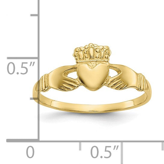 10kt Yellow Gold Polished Ladies Claddagh Ring