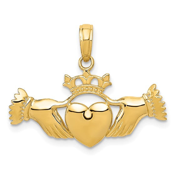 10kt Yellow Gold Polished Claddagh Pendant