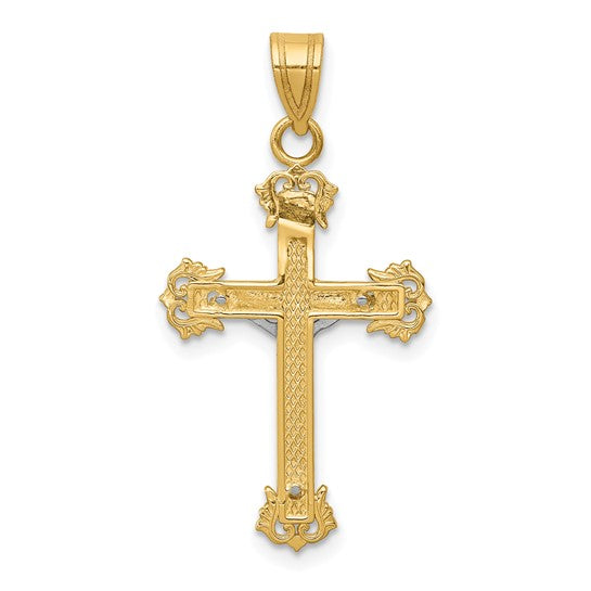 10KT Two-tone Diamond-cut Crucifix Pendant