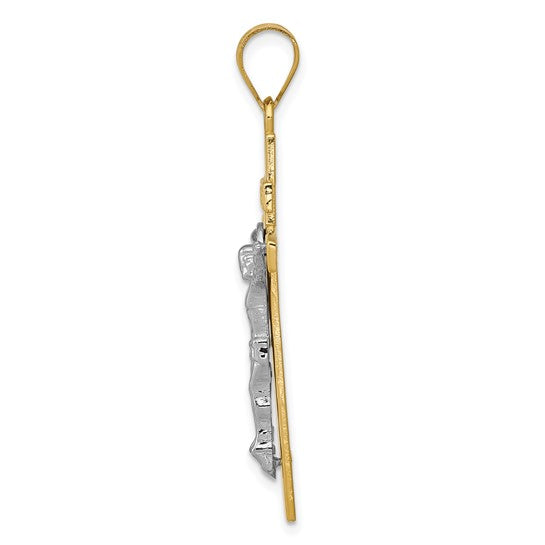 10KT Two-tone INRI Crucifix Pendant