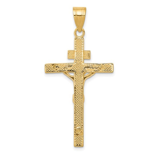 10KT Two-tone INRI Crucifix Pendant