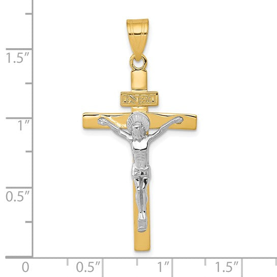 10KT Two-tone INRI Crucifix Pendant