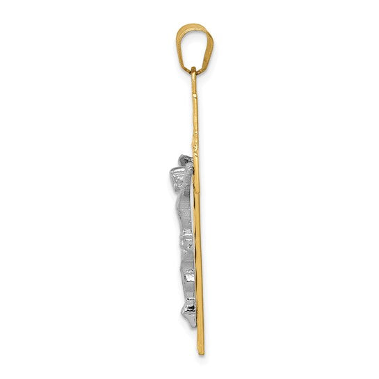 10KT Two-tone Diamond-cut Crucifix Pendant